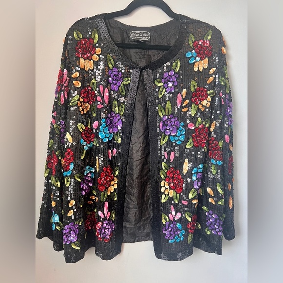 Vintage Jean for Joseph Le Bon Beaded Silk Jacket, Size X3 (Fits like Large) - Picture 1 of 9